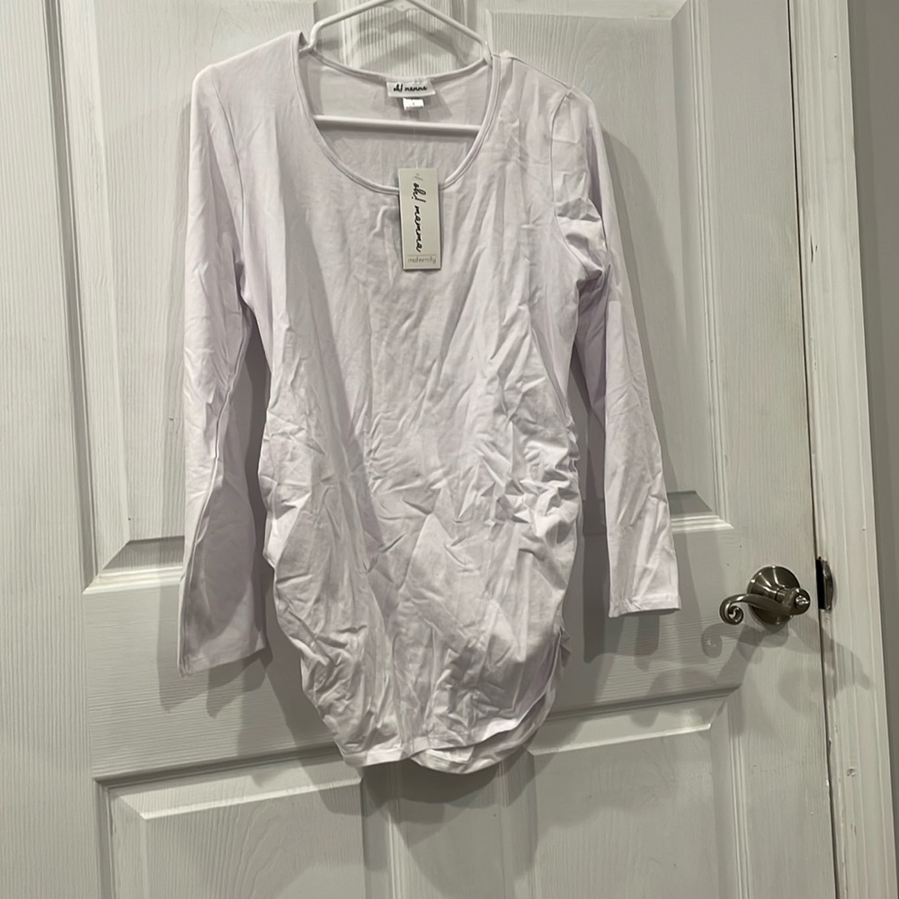 NWT women’s maternity, long sleeve and gathered sides shirt size lg. - Picture 1 of 3